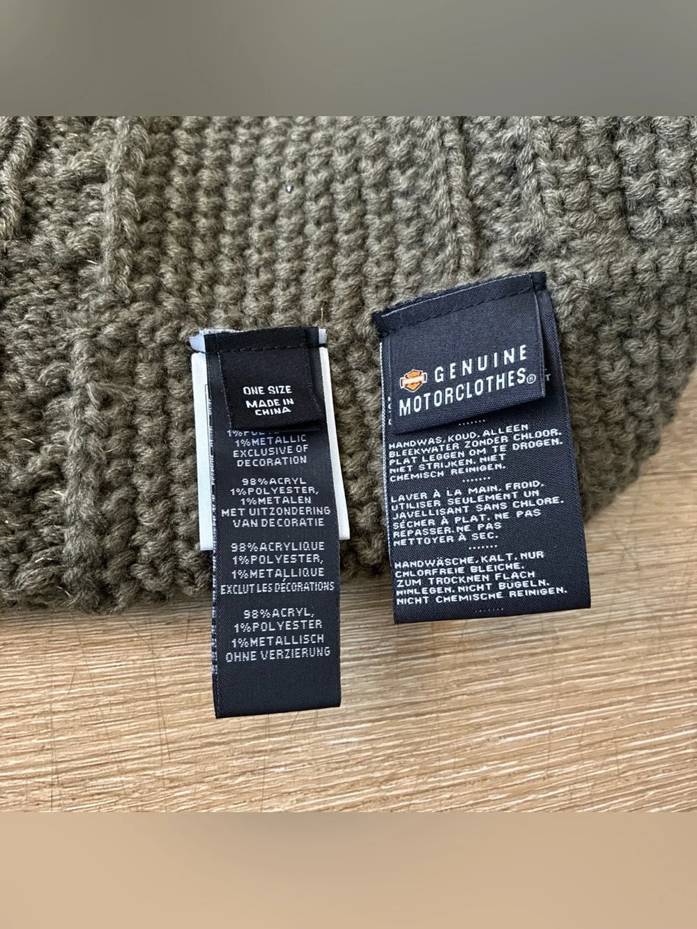 Harley-Davidson Olive Green Beanie Features A Textured Cable Knit